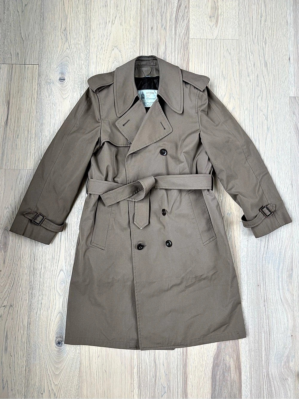 London Fog Vintage Maincoats Trench Coat with Faux Shearling Zip-Out Liner Brown